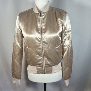 Dynamite Light Pink Satin Bomber Jacket